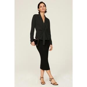 Club Monaco Black Refined Knit Wrap Top Size M